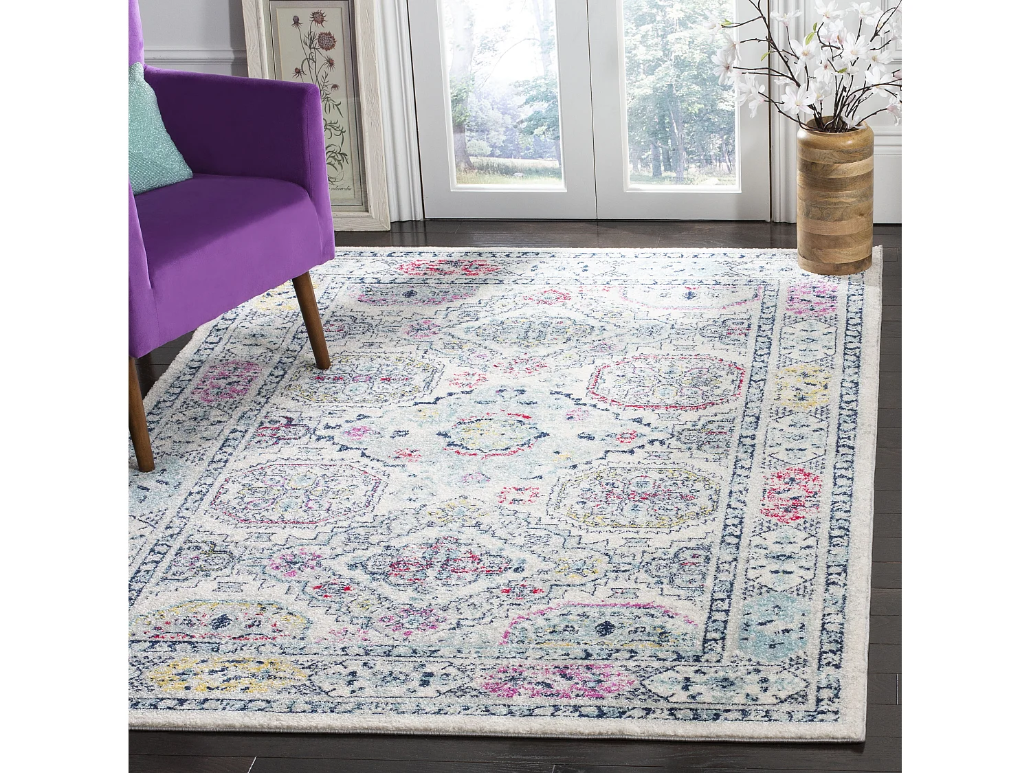 Tapis Gris/Rose 201 X 201 cm - Maisie