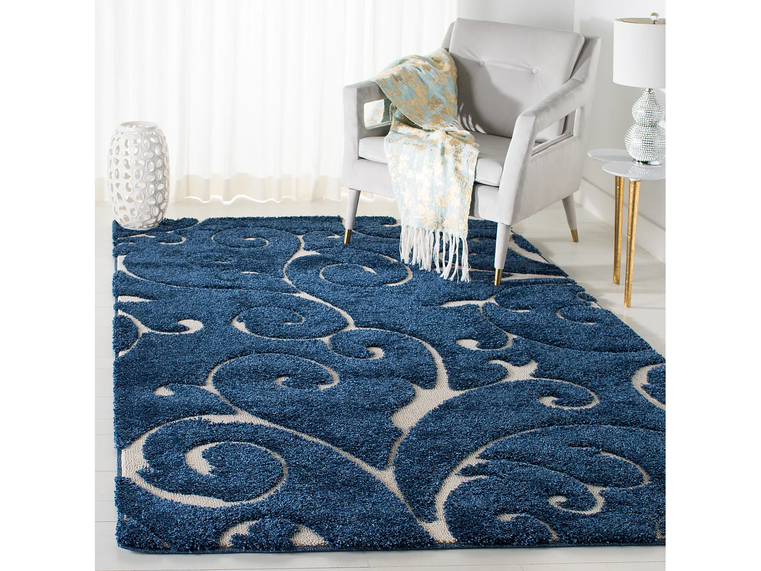 Tapis Bleu Marine/Neutre 122 X 183 cm - Rosalind