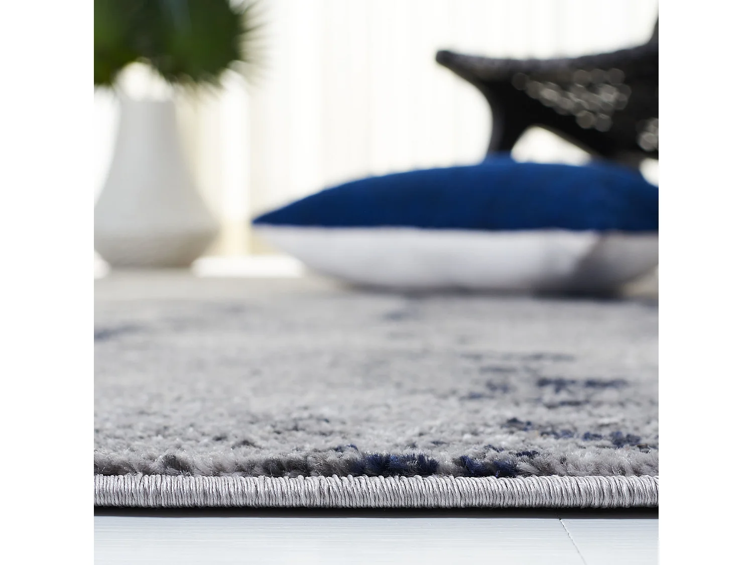 Tapis Bleu Marine/Gris 91 X 152 cm - Evelyn