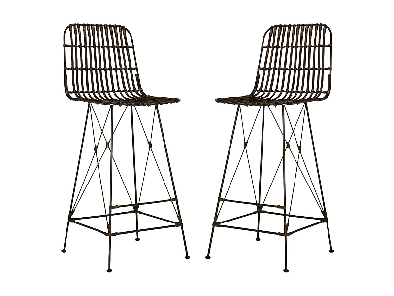 Lot de 2 Tabouret de bar & de comptoir Marron et noir 53 X 46 X 109.98 cm - Lidia