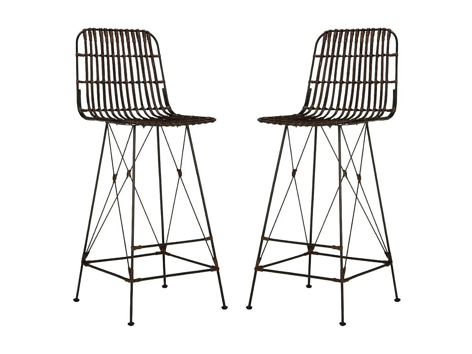 Lot de 2 Tabouret de bar & de comptoir Marron et noir 53 X 46 X 109.98 cm - Lidia