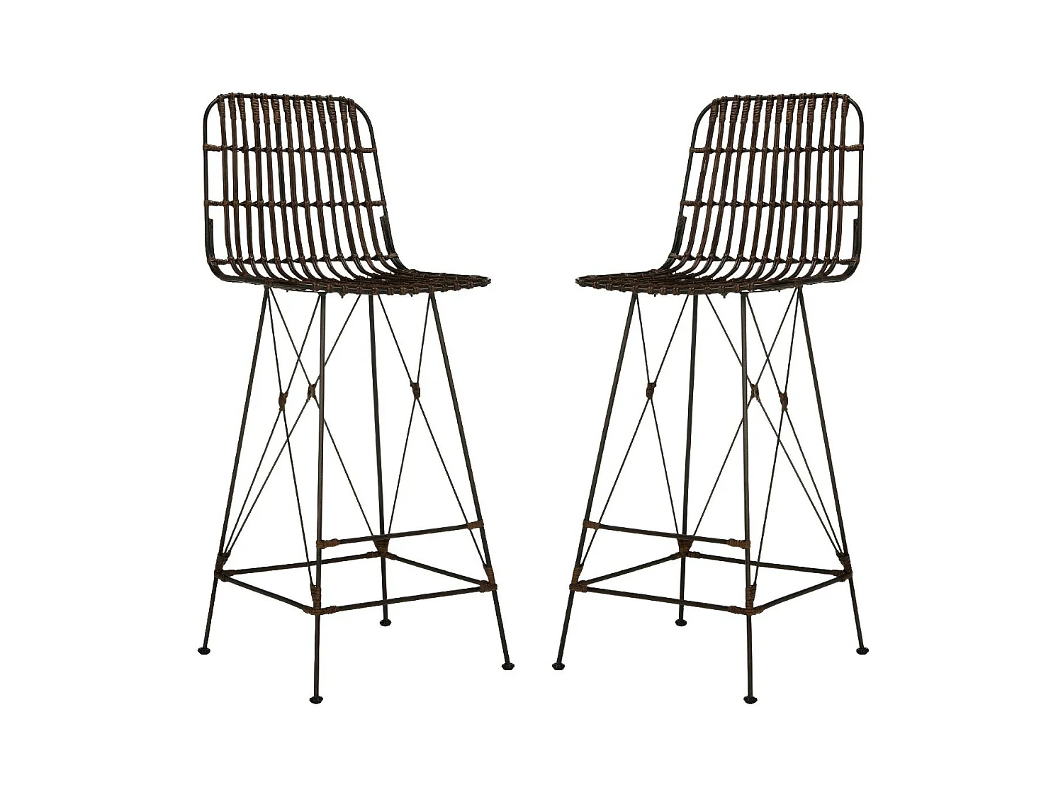 Lot de 2 Tabouret de bar & de comptoir Marron et noir 53 X 46 X 109.98 cm - Lidia