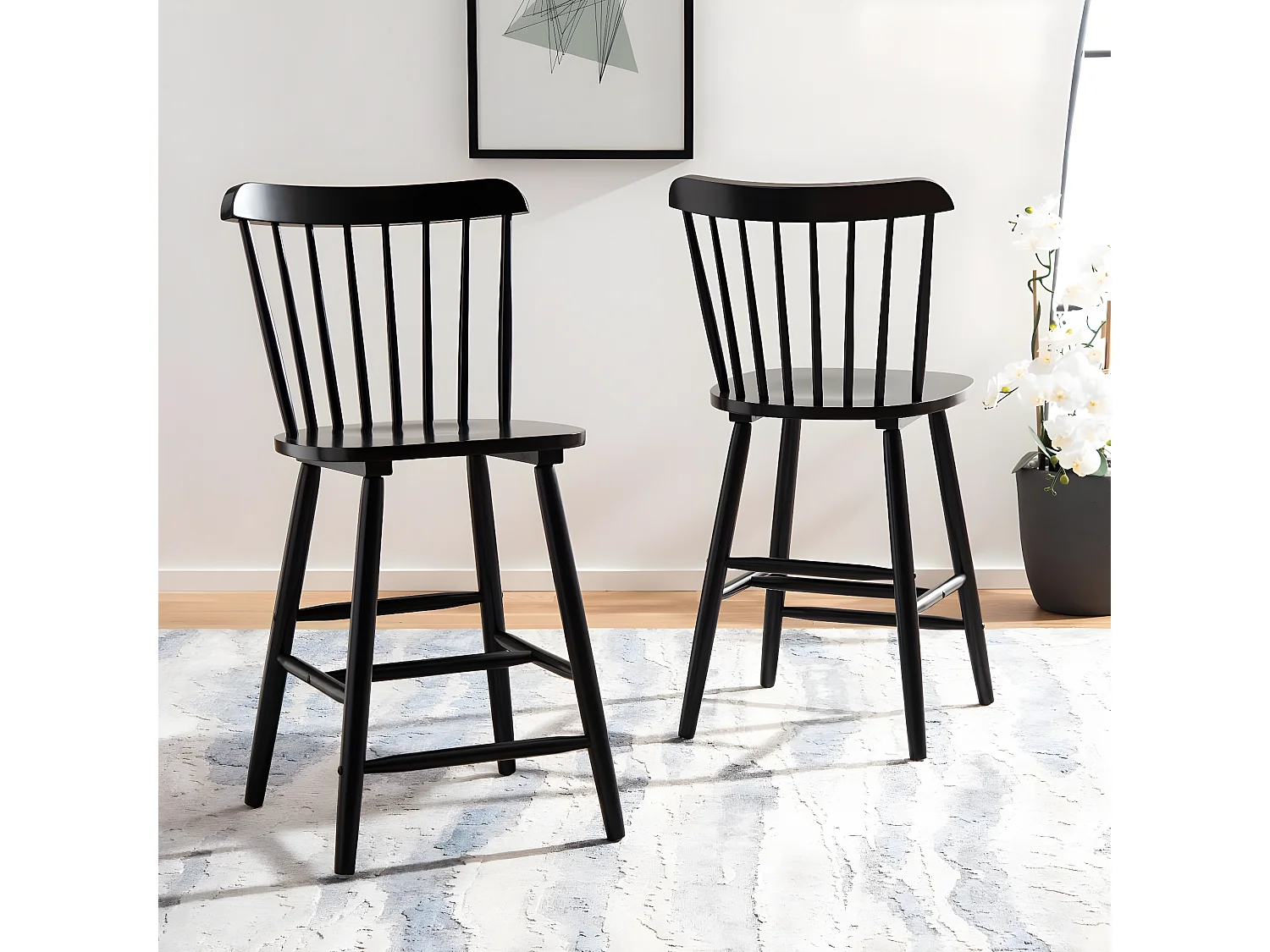 Lot de 2 Tabourets de bar Noir 50 X 50 X 95 cm - Galena