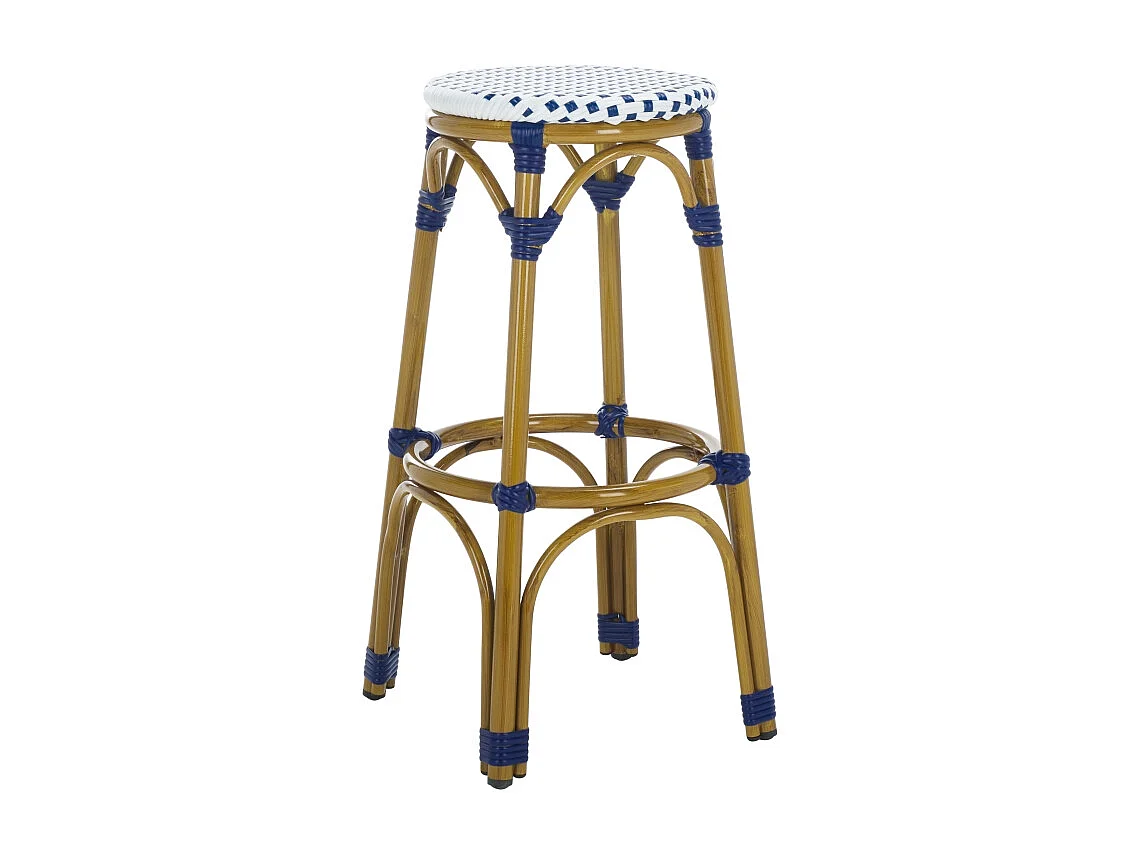Tabouret de bar extérieur Bleu & blanc & marron clair 52 X 52 X 76.2 cm - Oneida