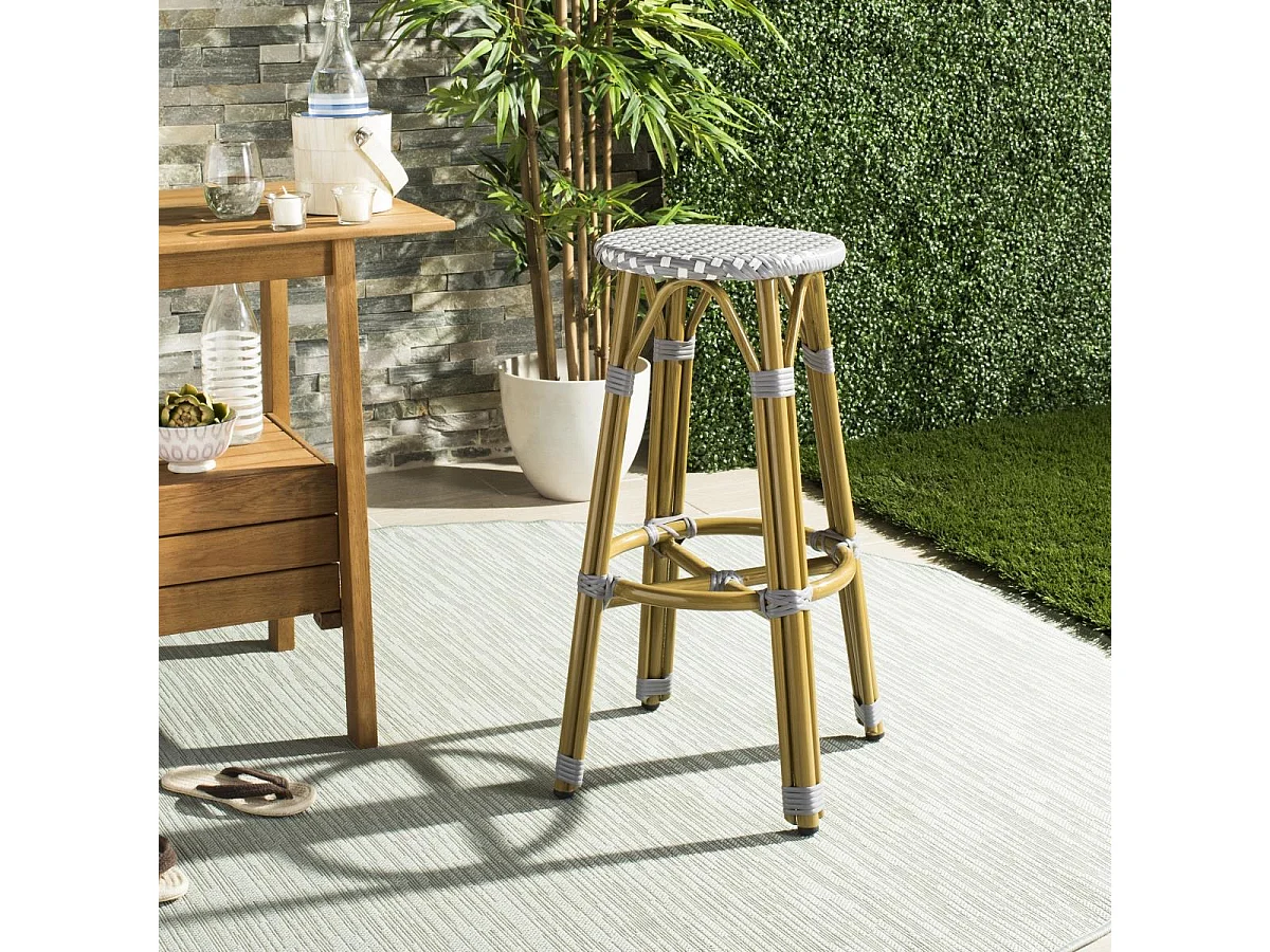 Tabouret de bar extérieur Gris et blanc 52 X 52 X 76.2 cm - Jeraldine
