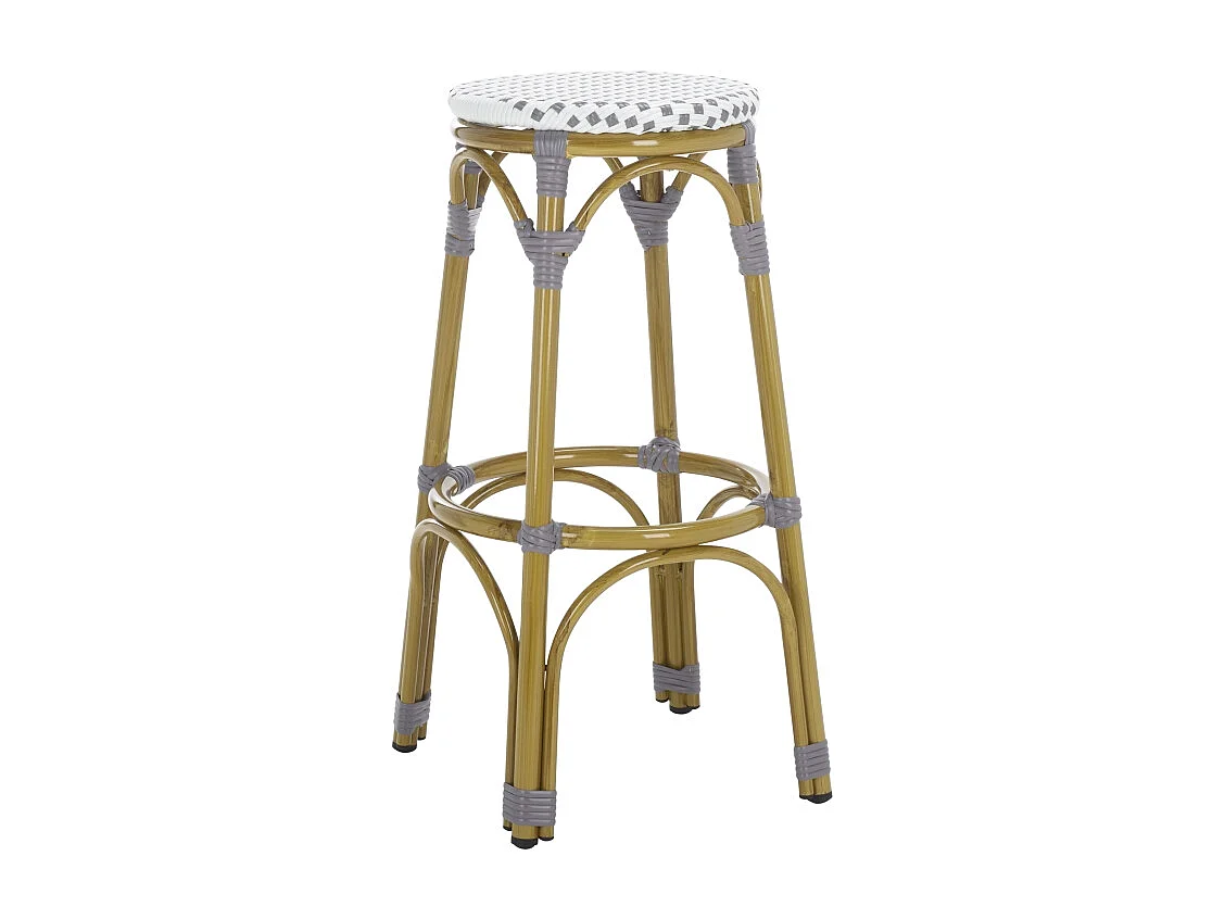 Tabouret de bar extérieur Gris & blanc & marron clair 52 X 52 X 76.2 cm - Oneida