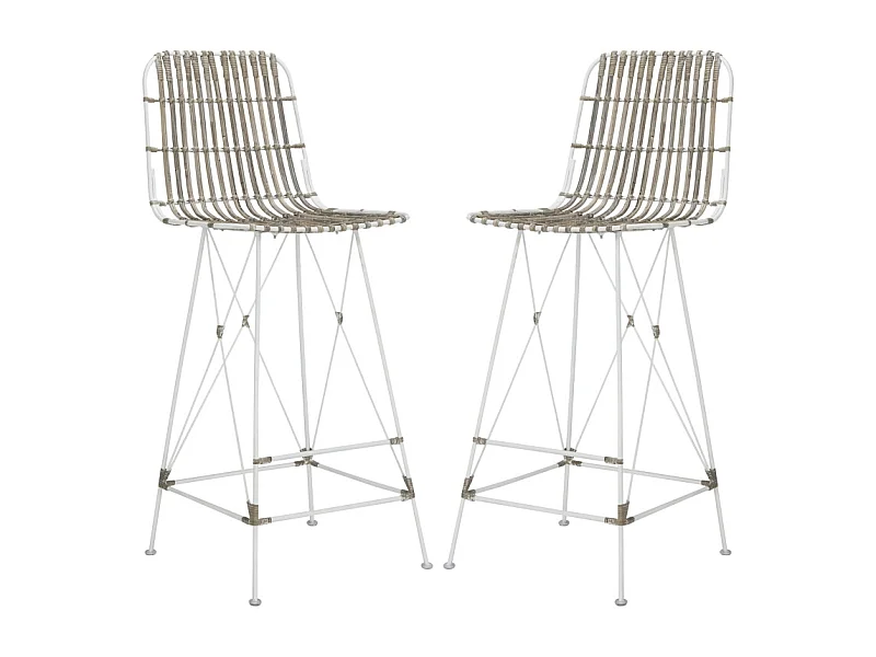 Lot de 2 Tabouret de bar & de comptoir Blanc et blanc 53 X 46 X 109.98 cm - Lidia