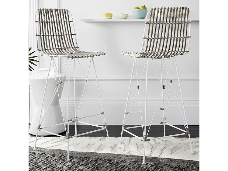 Lot de 2 Tabouret de bar & de comptoir Blanc et blanc 53 X 46 X 109.98 cm - Lidia