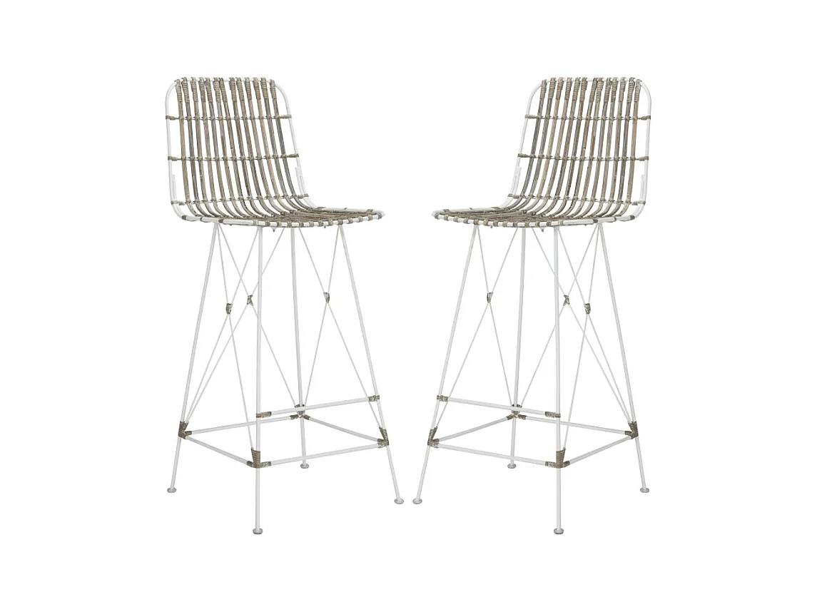 Lot de 2 Tabouret de bar & de comptoir Blanc et blanc 53 X 46 X 109.98 cm - Lidia