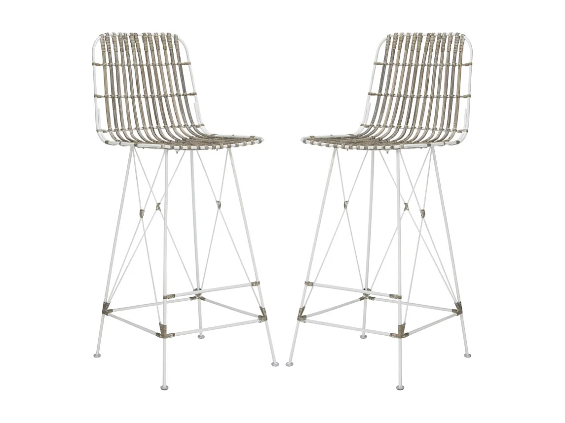 Lot de 2 Tabouret de bar & de comptoir Blanc et blanc 53 X 46 X 109.98 cm - Lidia