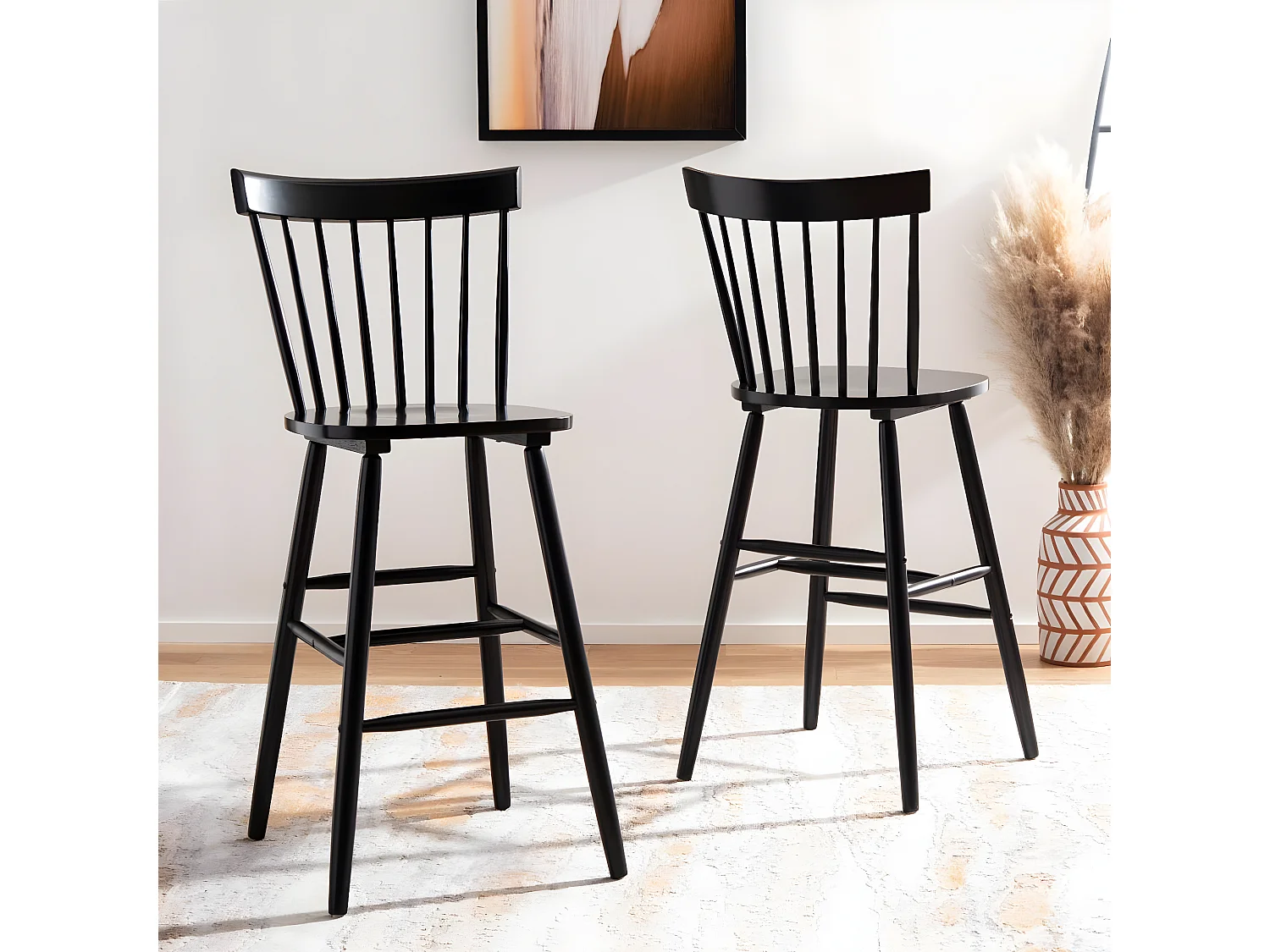 Lot de 2 Tabourets de bar Noir 50 x 55 x 110 cm - Providence