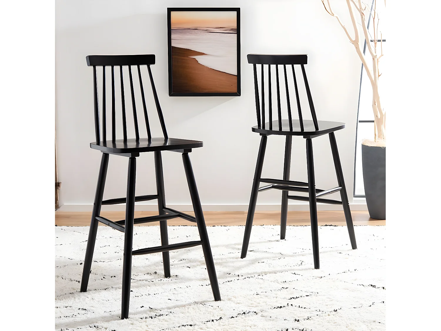 Lot de 2 Tabourets de bar Noir 50 x 55 x 115 cm - Beaufort