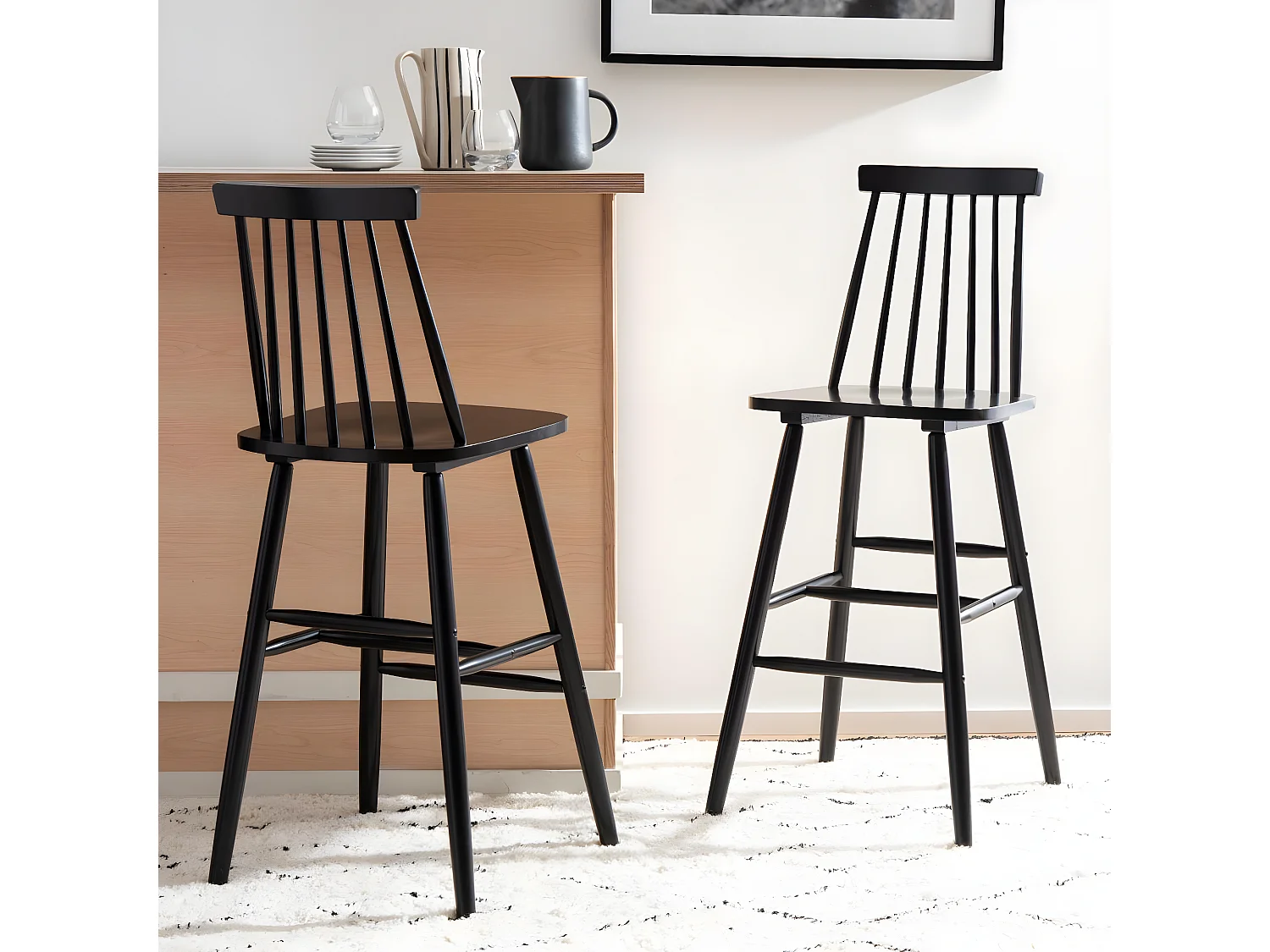 Lot de 2 Tabourets de bar Noir 50 x 55 x 115 cm - Beaufort