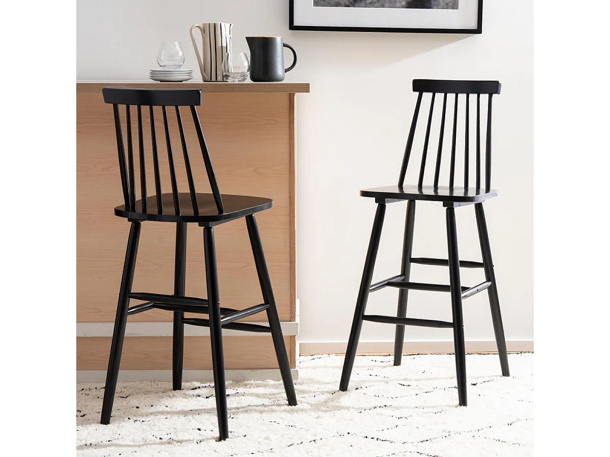 Lot de 2 Tabourets de bar Noir 50 x 55 x 115 cm - Beaufort