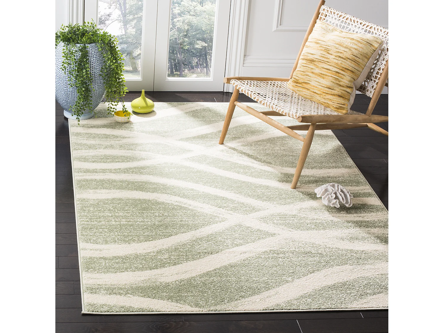 Tapis Vert/Neutre 122 X 183 cm - Leocadia