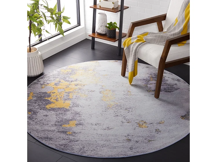 Tapis Gris/Or 122 X 122 cm - Unique