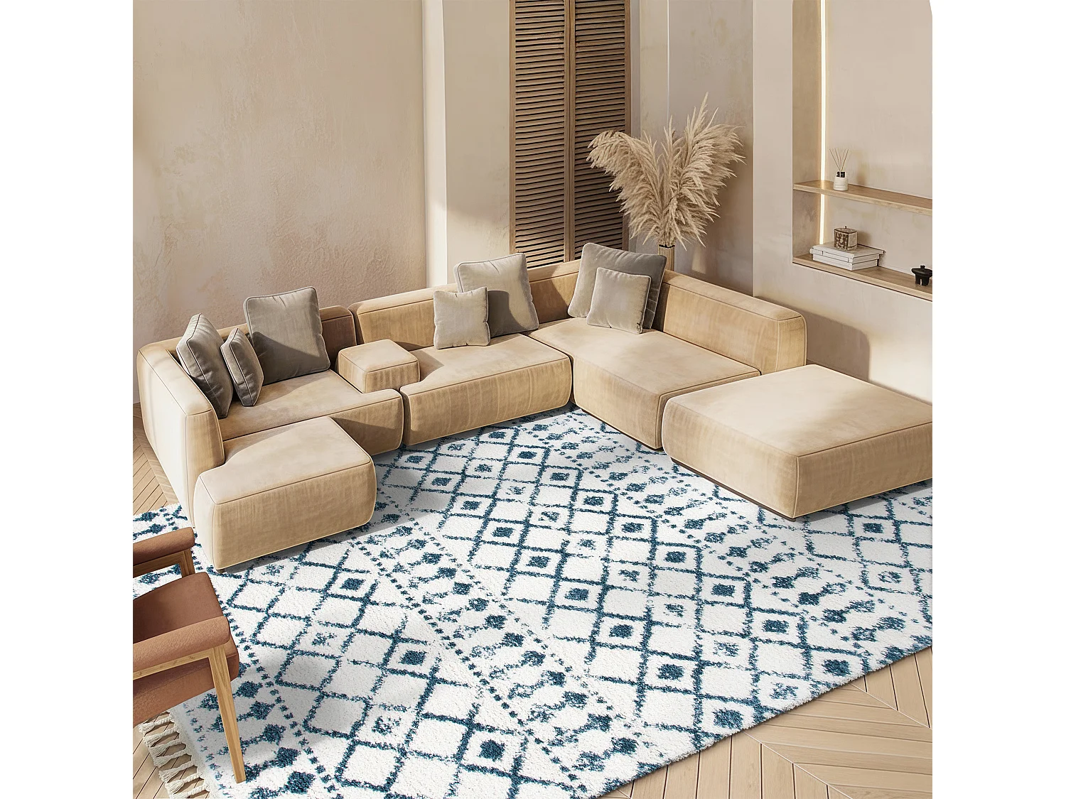 Tapis Neutre/Bleu 160 X 229 cm - Rabat