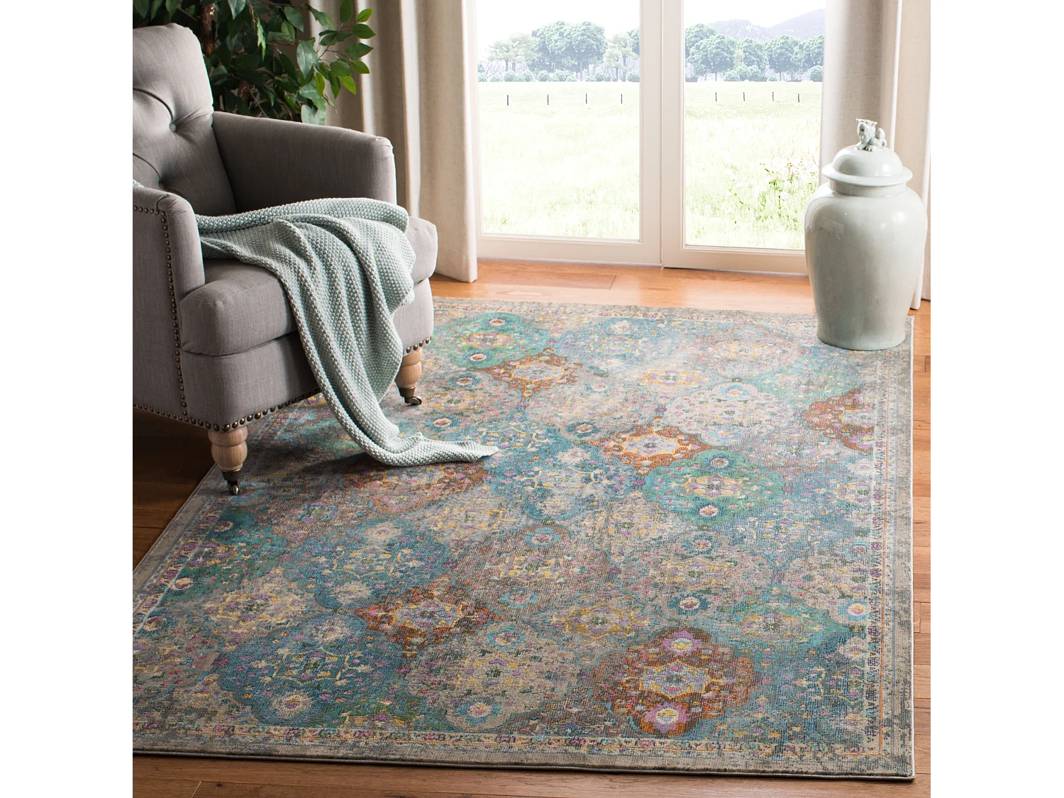 Tapis Neutre/Bleu 122 X 183 cm - Karsyn