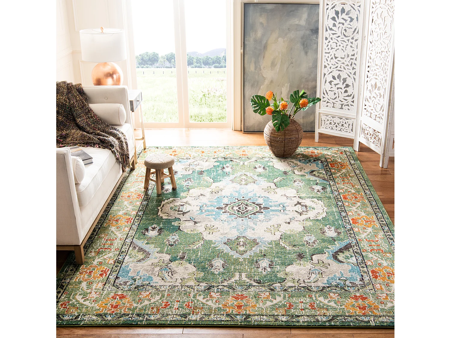 Tapis Vert forêt/Bleu clair 235 X 305 cm - Milà