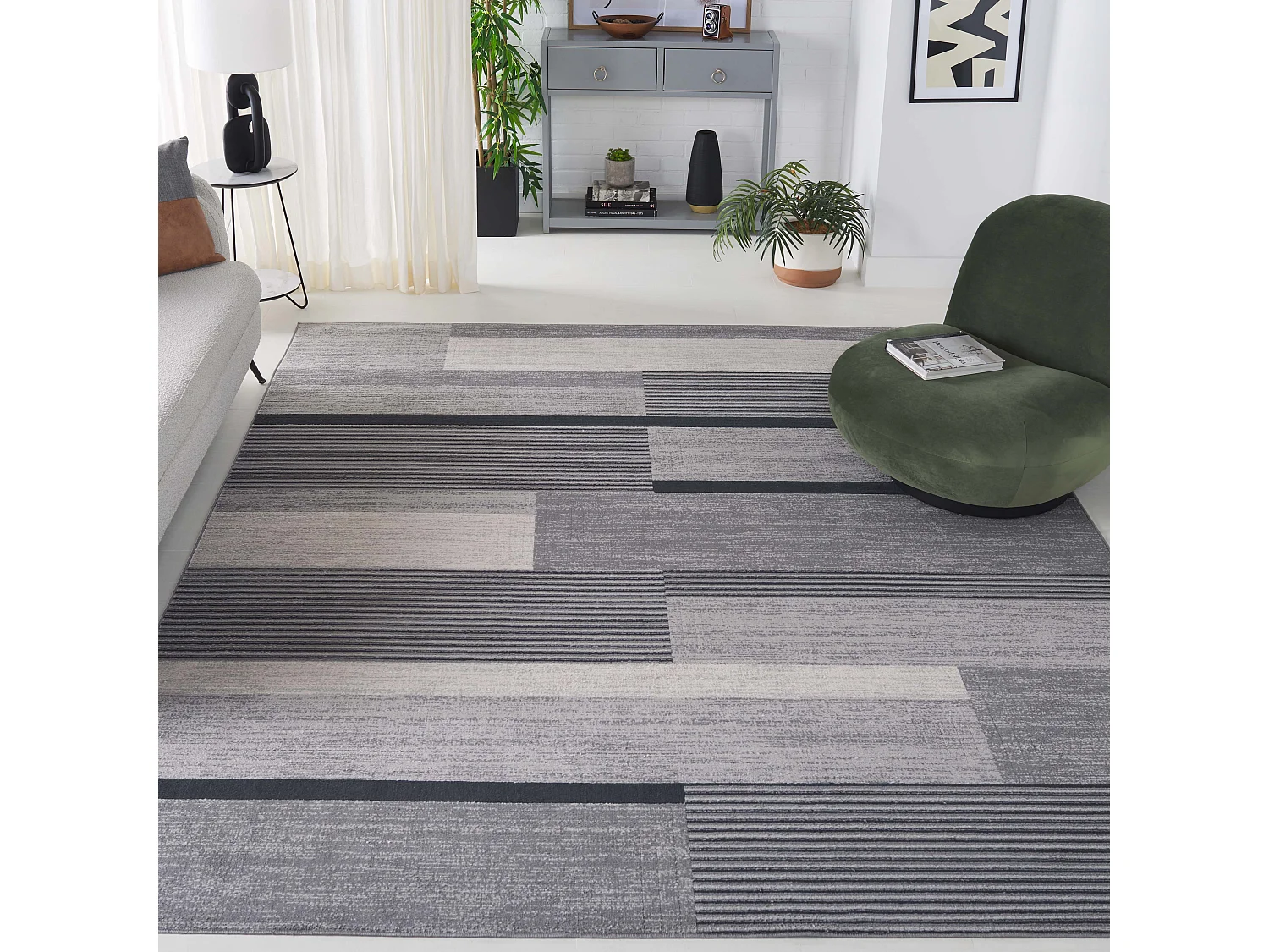 Tapis Gris/Noir Ivoire 240 x 305 cm - Ellington