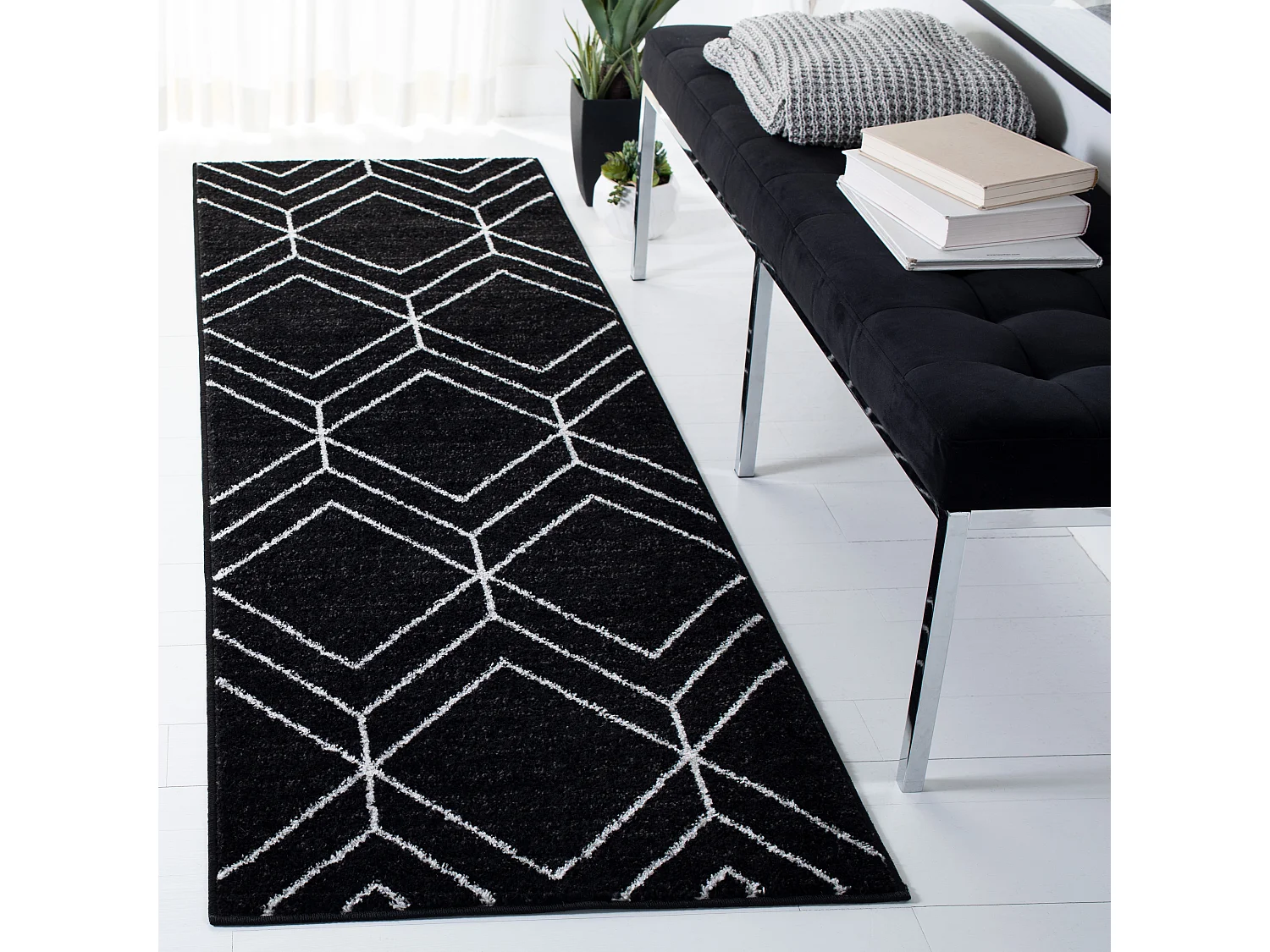 Tapis Noir/Ivoire 76 X 183 cm - Mia
