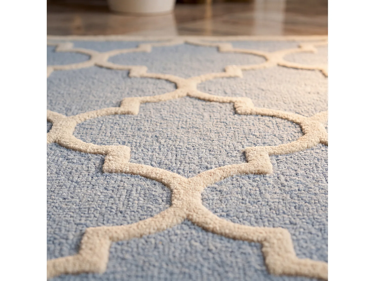 Tapis Bleu clair/Ivoire 91 x 152 cm - Sky