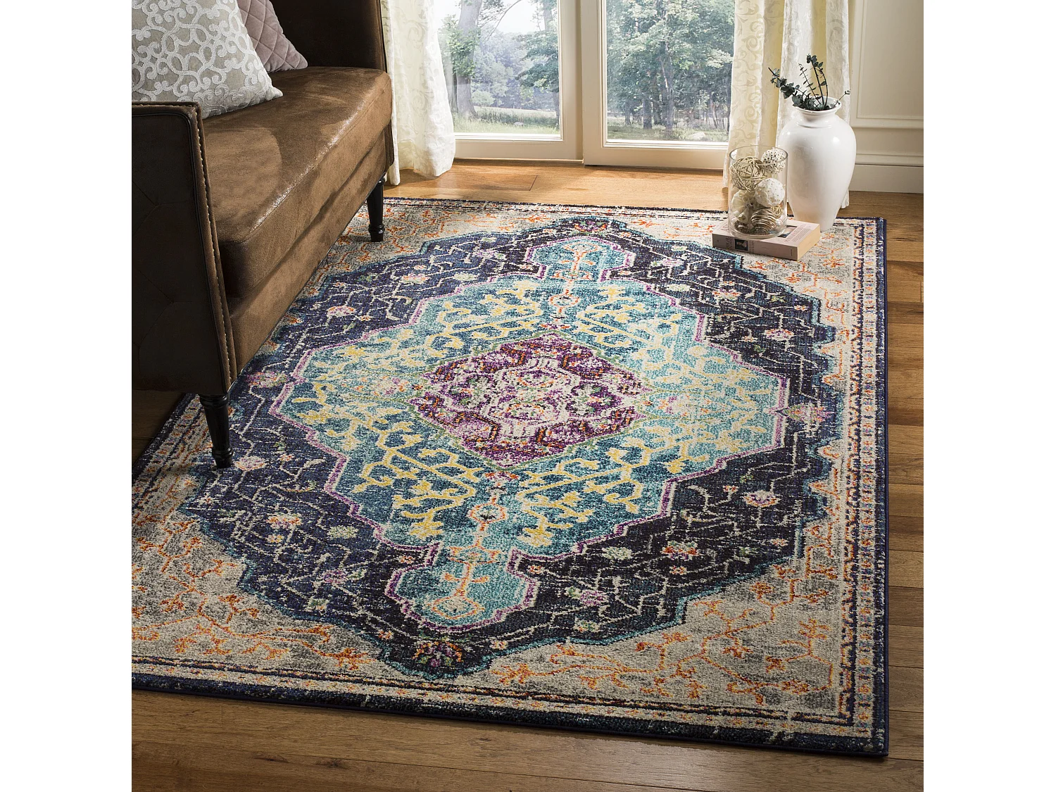 Tapis Noir/Bleu 122 X 170 cm - Calliope