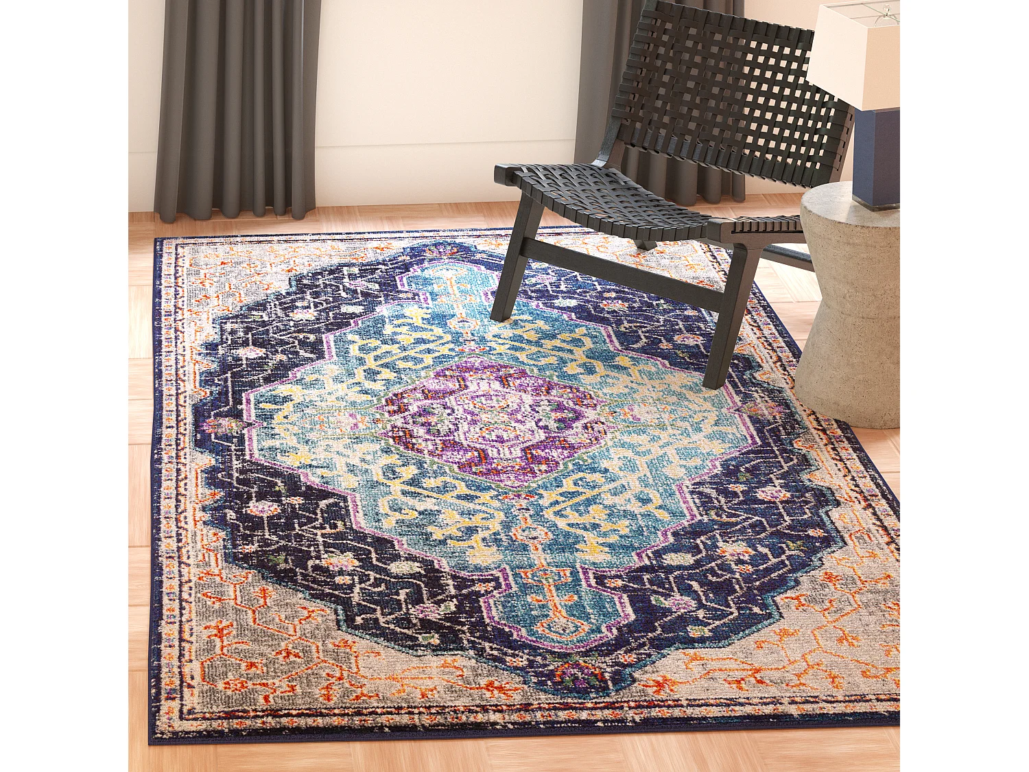 Tapis Noir/Bleu 122 X 170 cm - Calliope