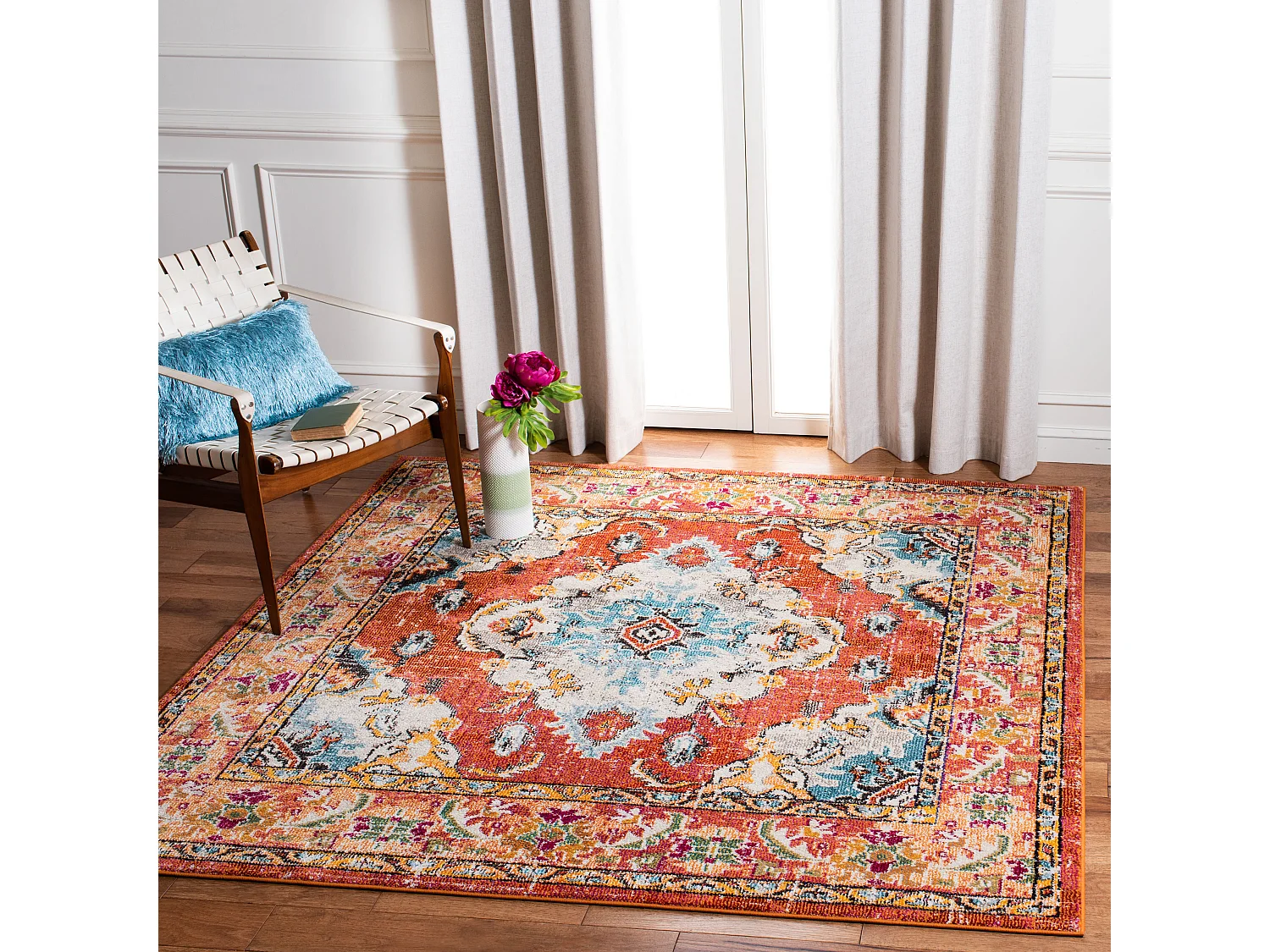 Tapis Orange/Bleu clair 201 X 201 cm - Milà