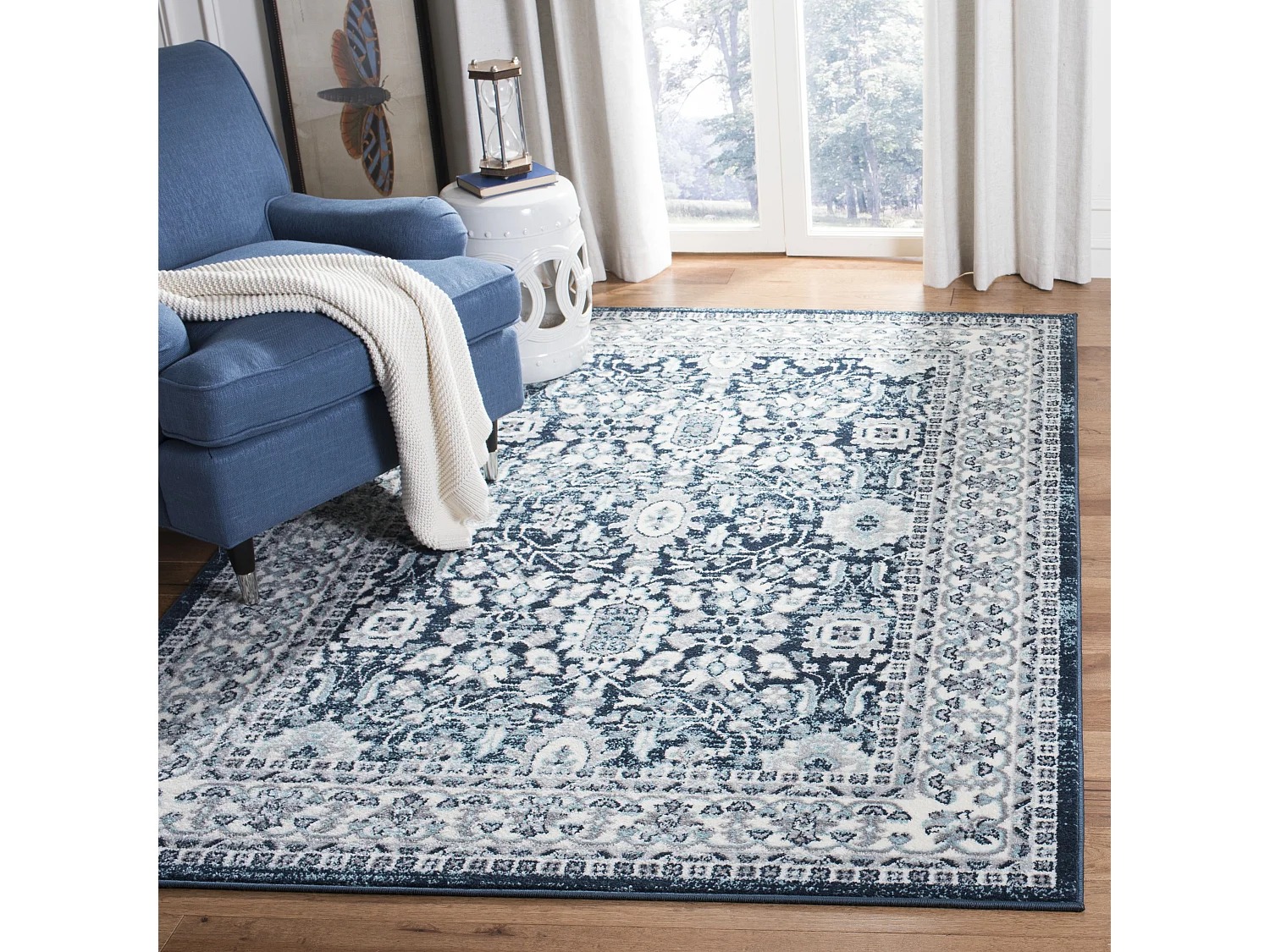 Tapis Crème/Marine 91 x 152 cm - Myles
