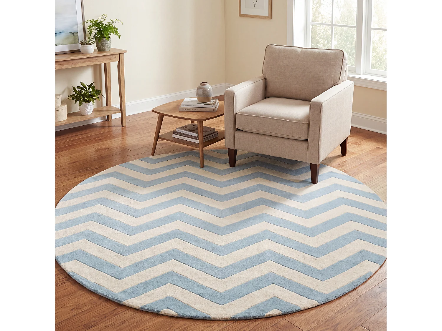 Tapis Bleu/Neutre 152 X 152 cm - Anneliese