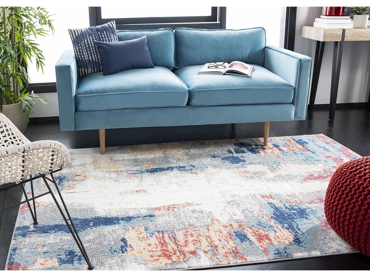 Tapis Gris/Rouge 201 X 201 cm - Danni