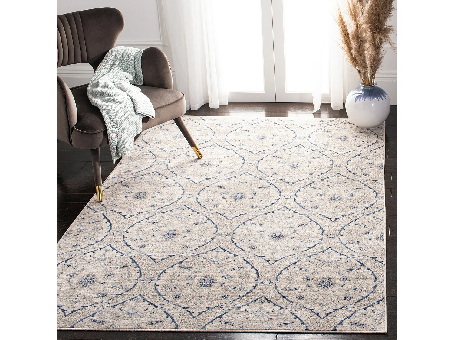Tapis Gris/Bleu 122 X 183 cm - Camille
