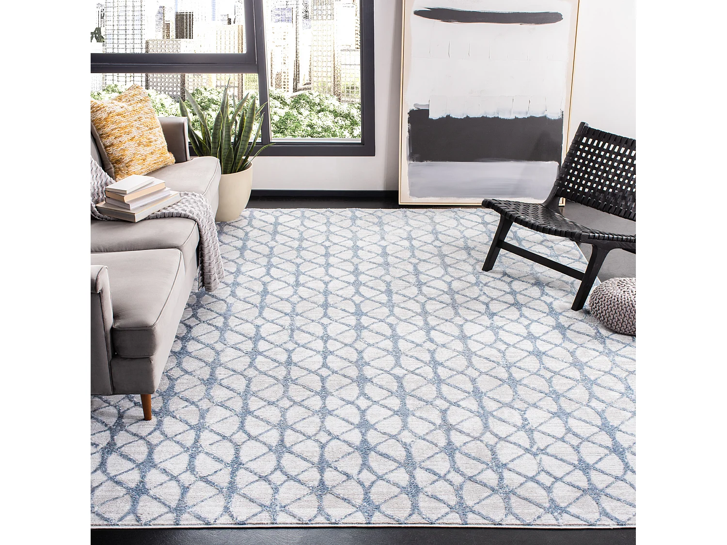 Tapis Gris/Bleu 236 x 305 cm - Elsie
