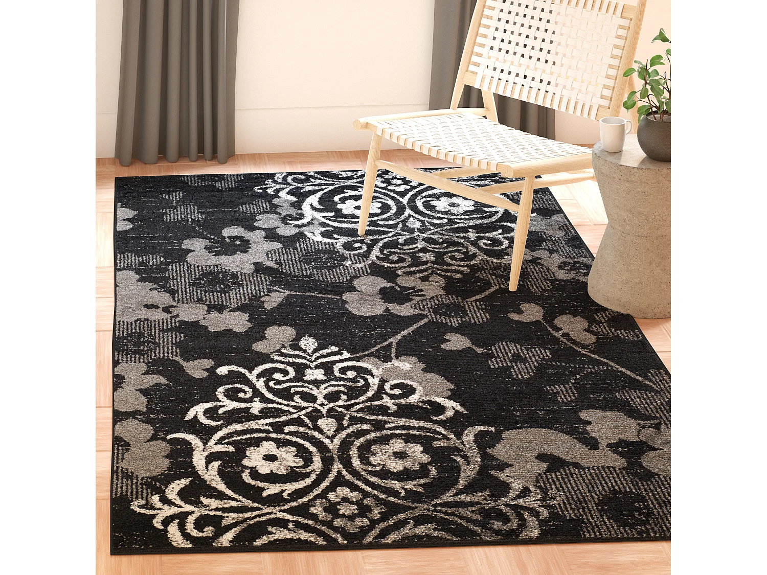 Tapis Noir/Gris 91 X 152 cm - Bryana