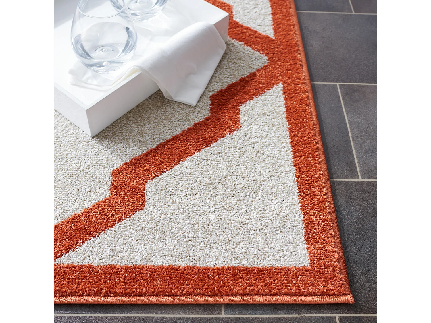 Tapis Neutre/Orange 213 X 213 cm - Lyric