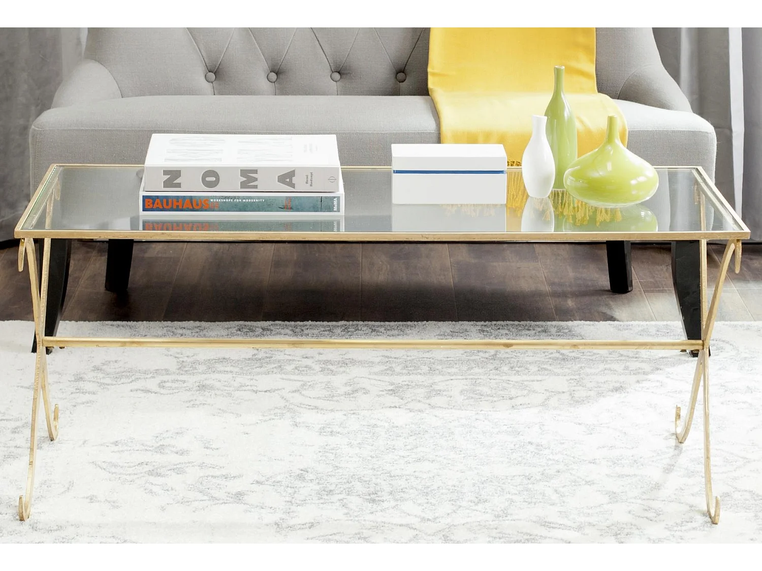 Table d'appoint Or et transparent 51 X 109 X 46.35 cm - Savilla