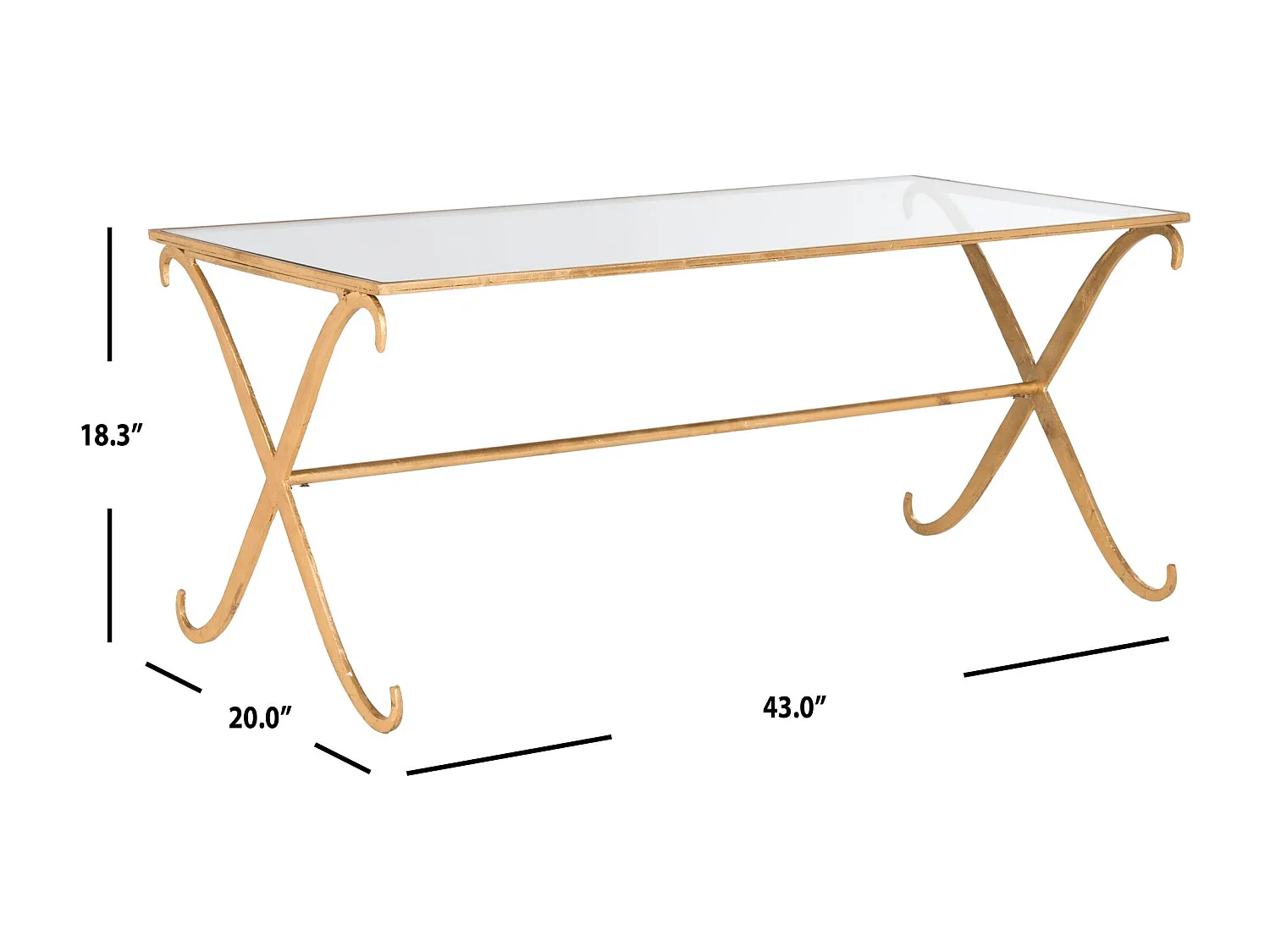 Table d'appoint Or et transparent 51 X 109 X 46.35 cm - Savilla