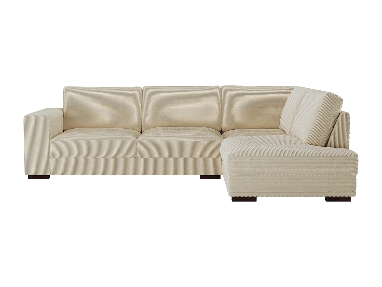 Højrevendt hjørnesofa i beige fløjl MESETA