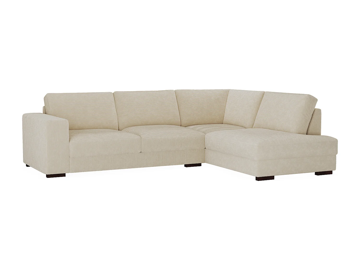 Højrevendt hjørnesofa i beige fløjl MESETA