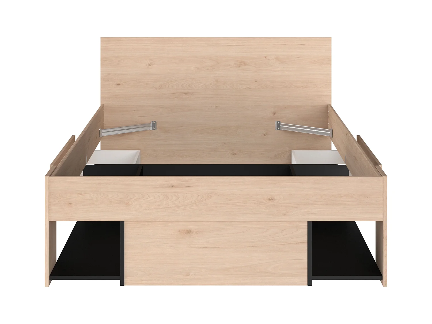 Łóżko 120 x 190/200 cm  ze skrzynią i - Naturalny i czarny - KINSELIA