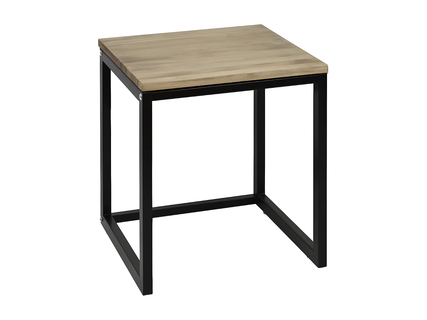 Mesita de noche ECO Three 40x40x47cm Negra en madera maciza de pino acabado vintage estilo industrial Box Furniture