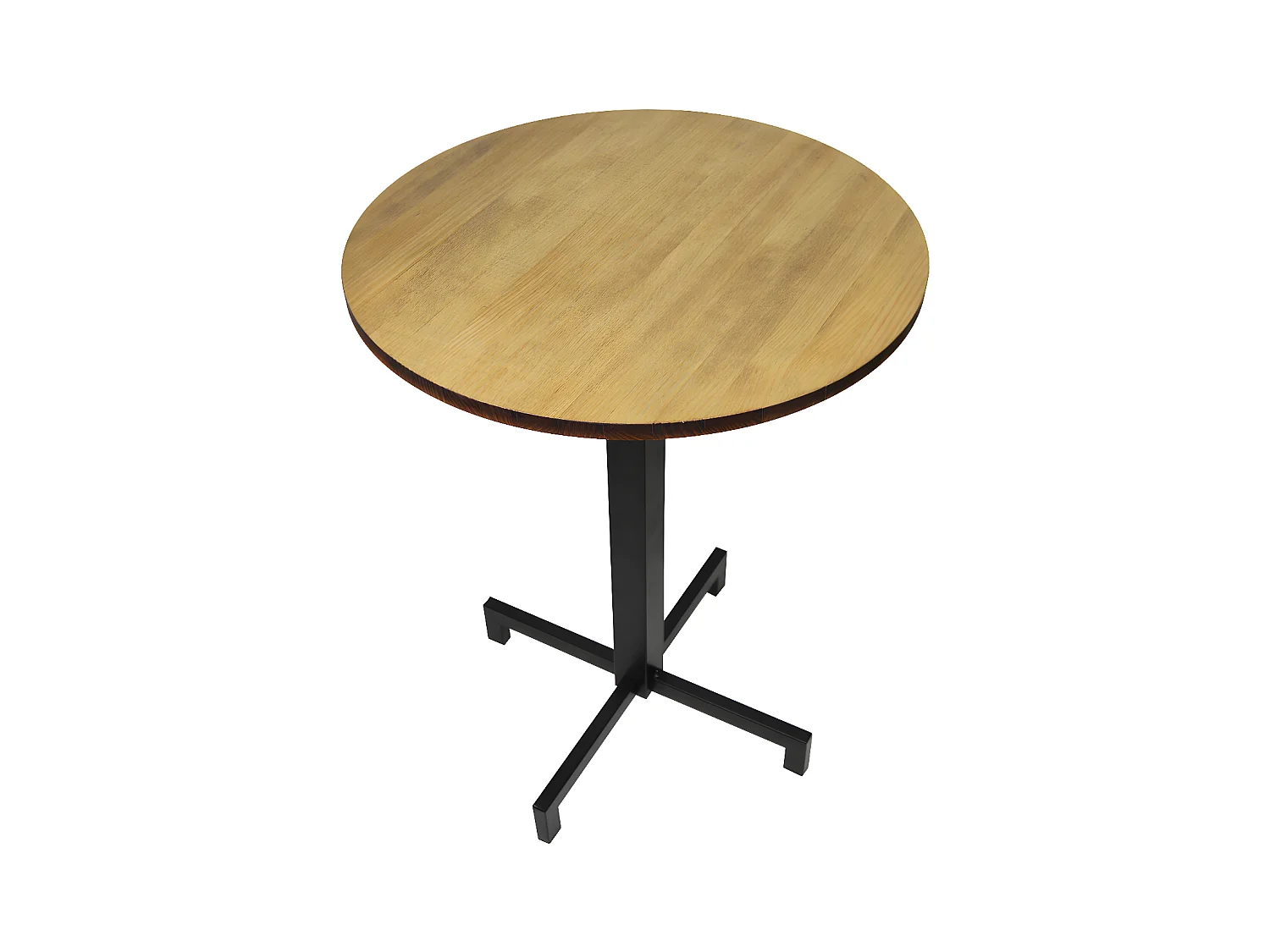 Mesa Redonda iCub 60x75cm Negra en madera maciza de pino acabado vintage estilo industrial