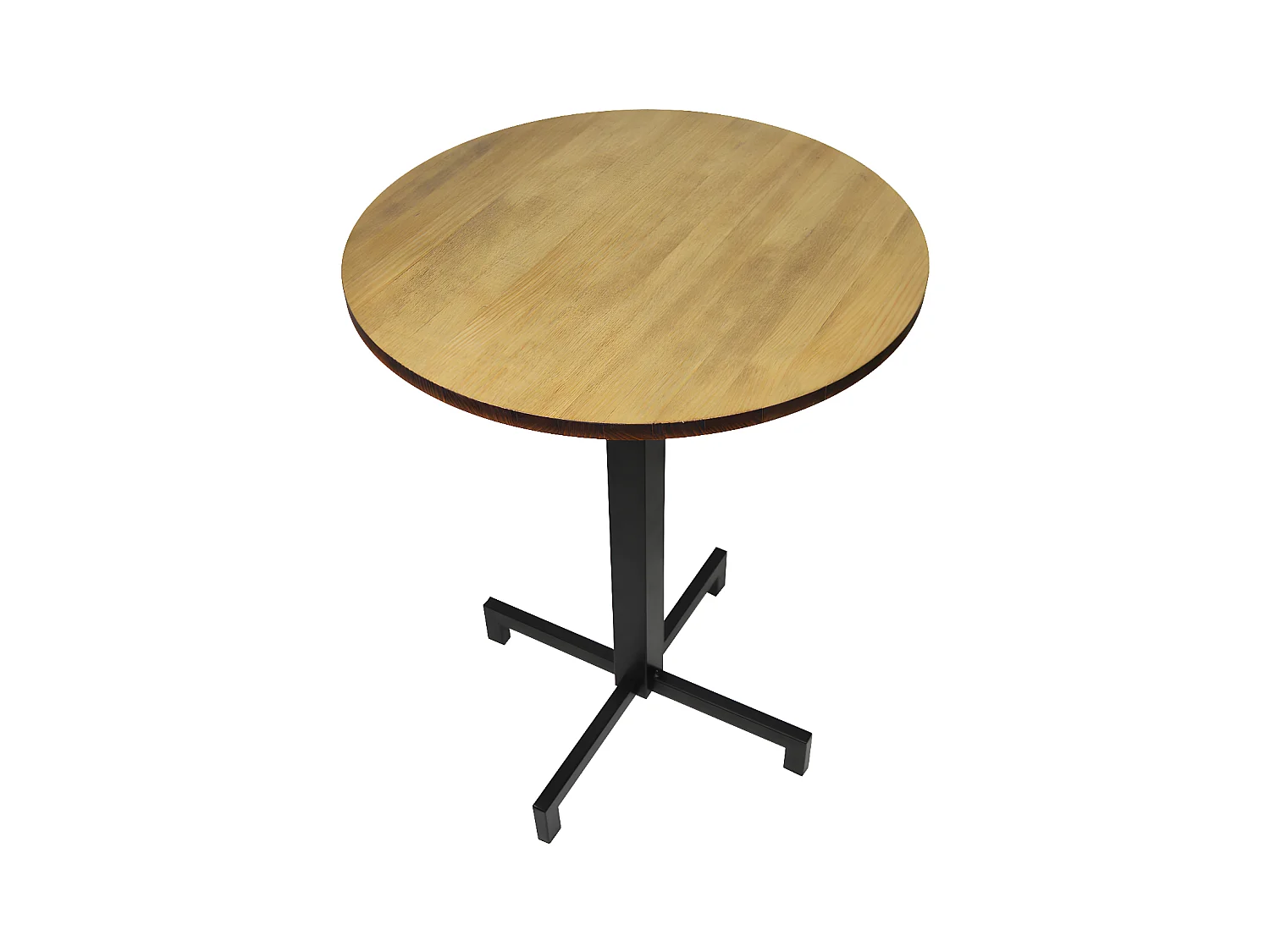Mesa Redonda iCub 60x75cm Negra en madera maciza de pino acabado vintage estilo industrial