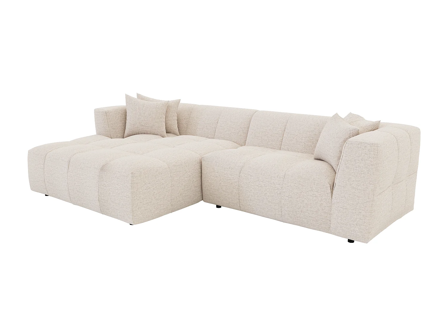 Ecksofa - Ecke links - Stoff - Beige - NAEMIA von Maison Céphy