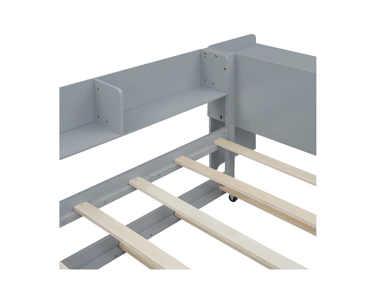 Cama individual 90x200 cm con cama nido - con escritorio al lado - Gris