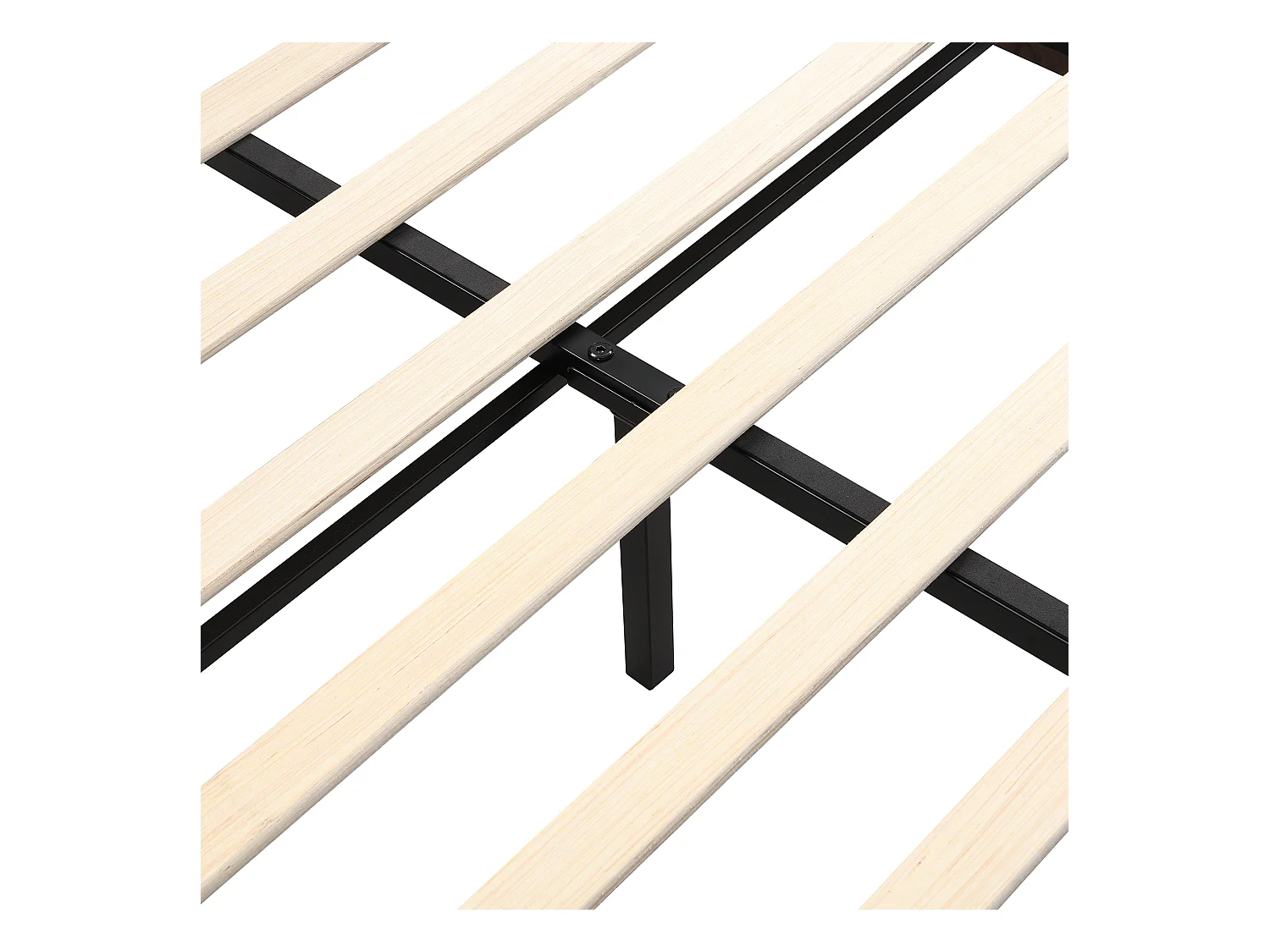 Opbergbed 140x200cm - met opberghoofdeinde en metalen lattenbodem - Donker naturel & Zwart