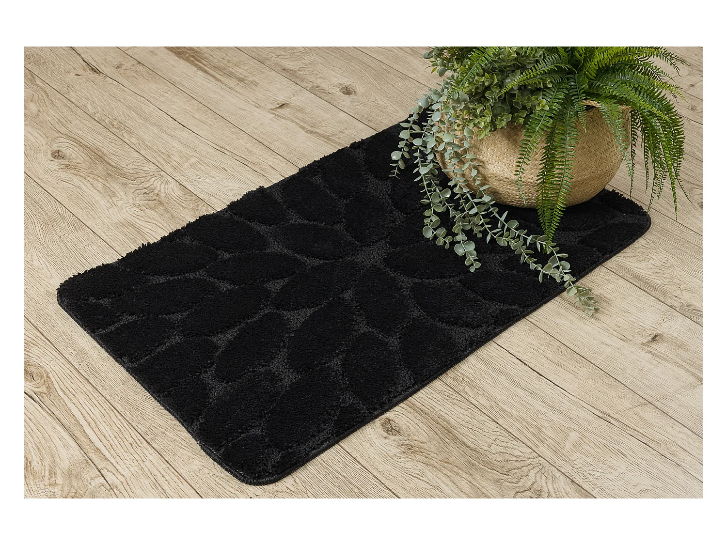 Badkamertapijt SUPREME STONES, stenen, antislip, zacht - zwart 60x100 cm