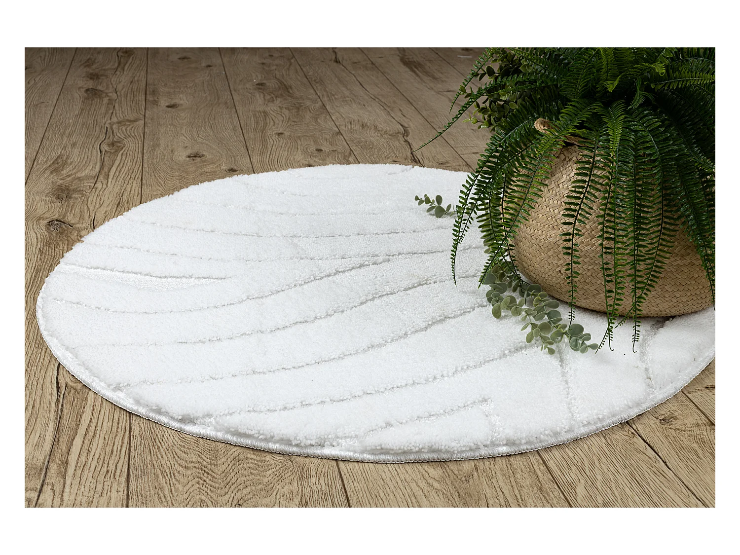 Badkamertapijt SUPREME cirkel WAVES, Golven, antislip, zacht - wit cercle 67 cm