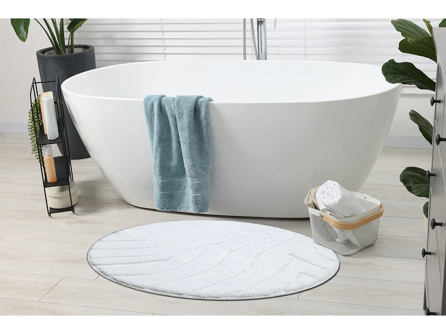 Tapis de salle de bain SUPREME cercle WAVES, vagues, antidérapant, do cercle 67 cm